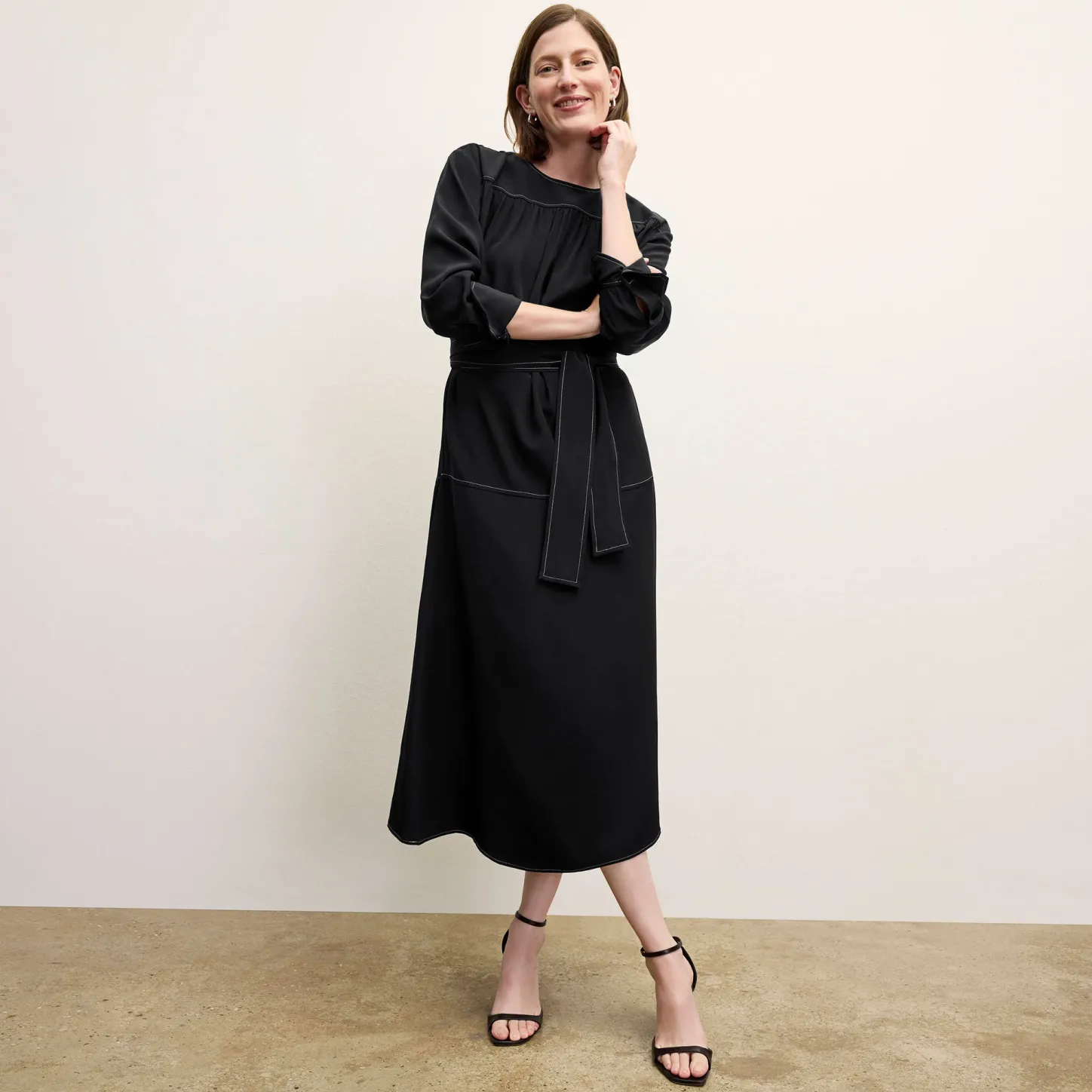 M.M.LaFleur Dresses|The Edie Dress - Washable Silk Top Stitch