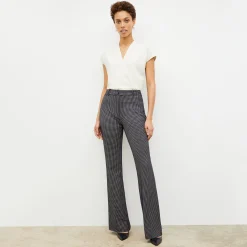 M.M.LaFleur Suiting|The Horton Flare Trouser - Stretch Houndstooth