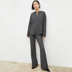 M.M.LaFleur Suiting|The Horton Flare Trouser - Stretch Houndstooth