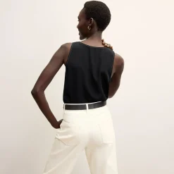 M.M.LaFleur Tops|The Vicky Tank - Washable Silk Top Stitch