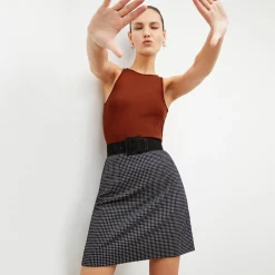 M.M.LaFleur Suiting|The Whitney Skirt - Stretch Houndstooth