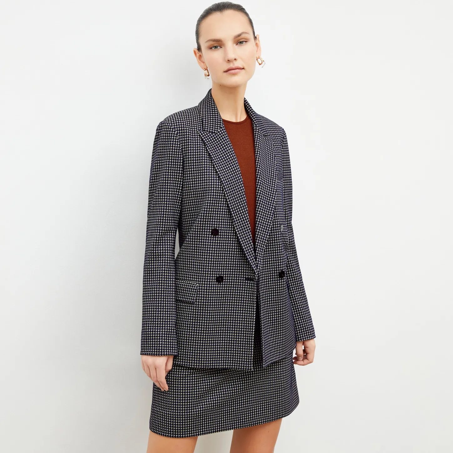 M.M.LaFleur Suiting|The Whitney Skirt - Stretch Houndstooth
